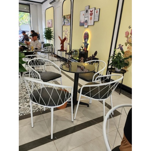 ghế cafe sắt nệm 